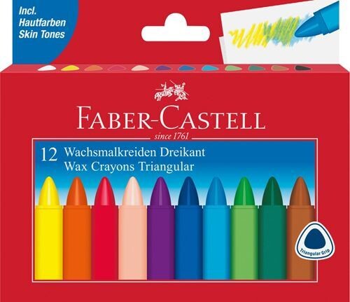 Faber Castell Triangular Wax Crayons (Pkt 12)