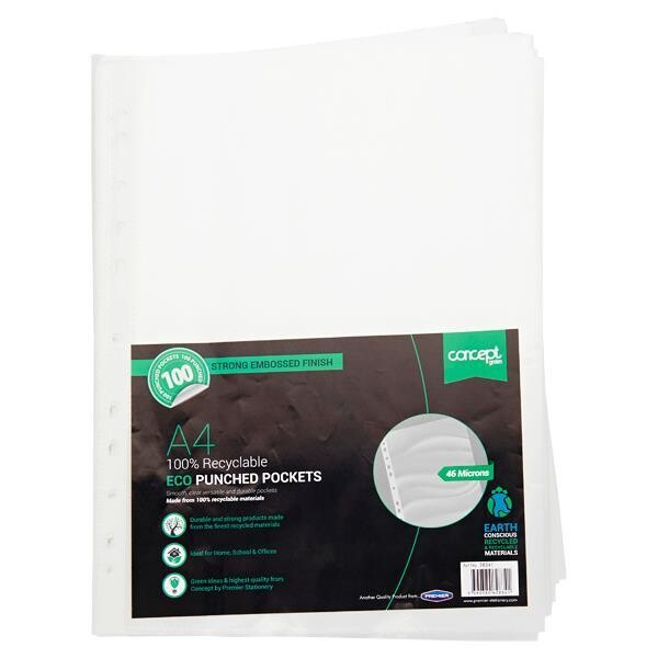 Concept Ec-Friendly A4 Poly Pockets (Pkt 100)