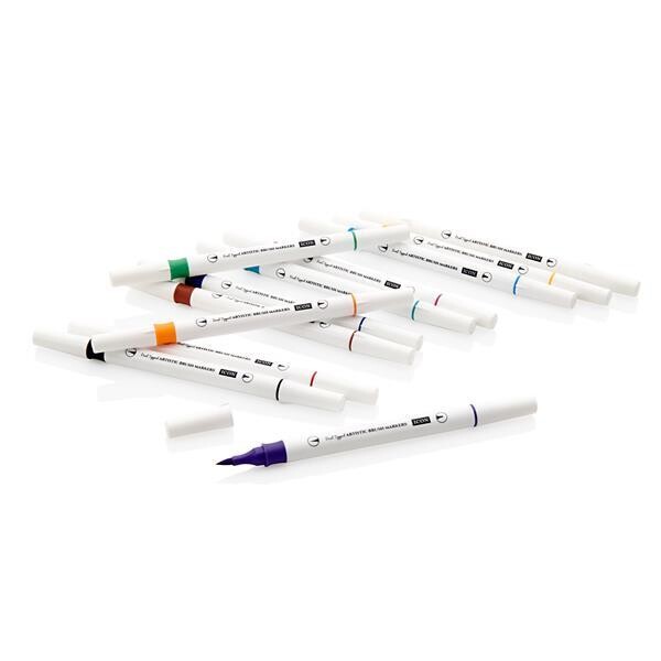 Icon Dual Tipped Brush Markers (Pkt 12)