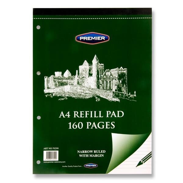 Premier A4 Top Bound Narrow Lined Refill Pad (160 Pages)