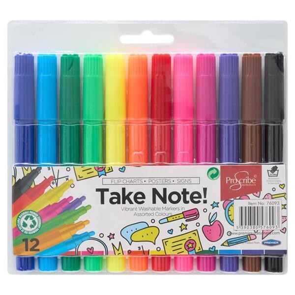 Take Note Washable Markers (Pkt 12)