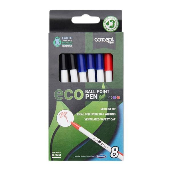 Eco Smart 0.8mm Ballpoint Pens (Pkt 8)