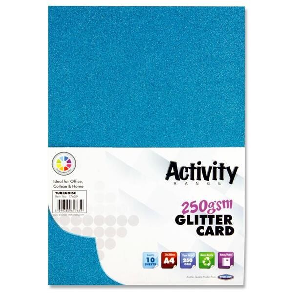 Premier A4 250gsm Turquoise Glitter Card (Pkt 10)
