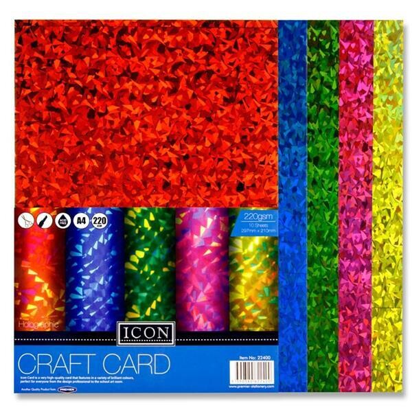 Icon A4 220gsm Assorted Holographic Card (Pkt 10)