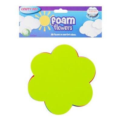 Craft Bitz Assorted Colours Foam Flowers (Pkt 20)