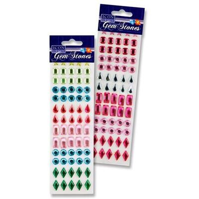 Self Adhesive Assorted Gem Stones (Pkt 70)