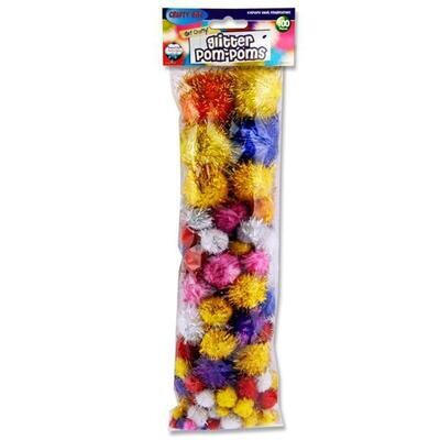 Crafty Bitz Assorted Sizes Glitter Pom Poms