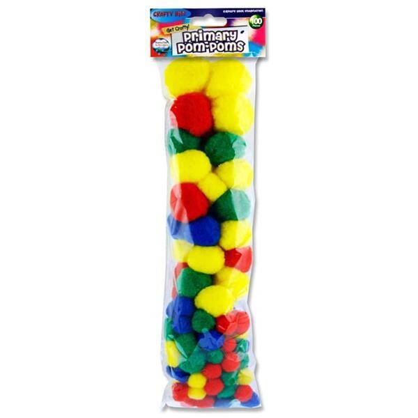 Crafty Bitz Assorted Sizes Primary Coloured Pom Poms