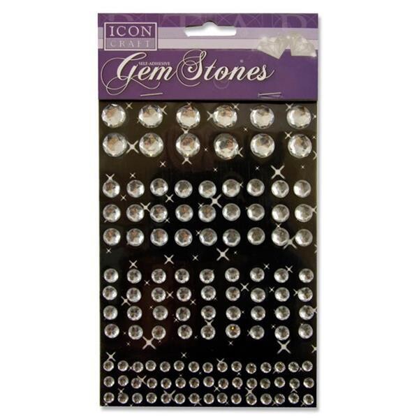 Self Adhesive Assorted Clear Gem Stones (Pkt 120)