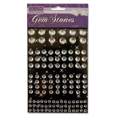 Self Adhesive Assorted Clear Gem Stones (Pkt 120)