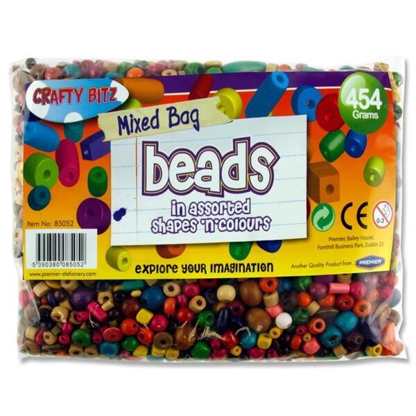 Crafty Bitz Large Coloured Wooden Beads (454g)