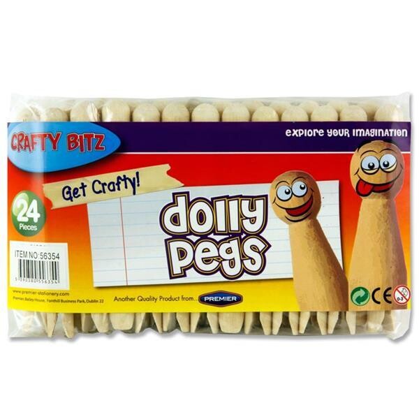 Crafty Bitz Wooden Dolly Pegs (Pkt 24)