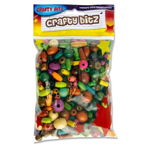 Crafty Bitz Coloured Wooden Beads (100g)