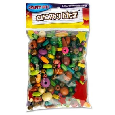 Crafty Bitz Coloured Wooden Beads (100g)