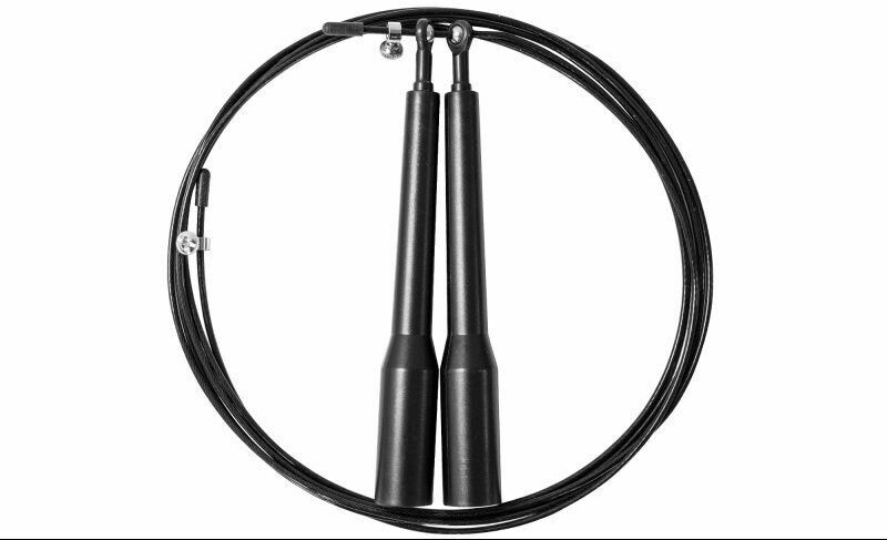 ADJUSTABLE WIRE SPEED JUMP ROPE - 7.25&quot; BLACK HANDLE