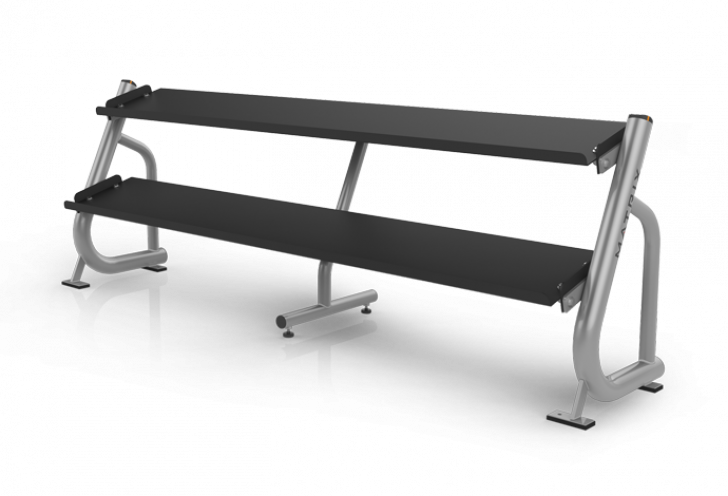 IRON ARMOUR COMMERCIAL 2 TIER FLAT TRAY DUMBELL RACK MD-L2, RACK IS ALL BLACK, NO GREY LIKE PICTURE