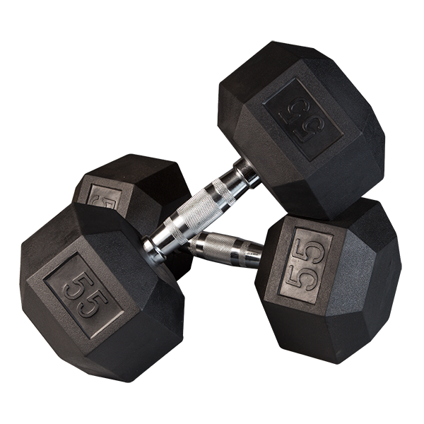 RUBBER HEX DUMBELLS 17.5LB PAIR -