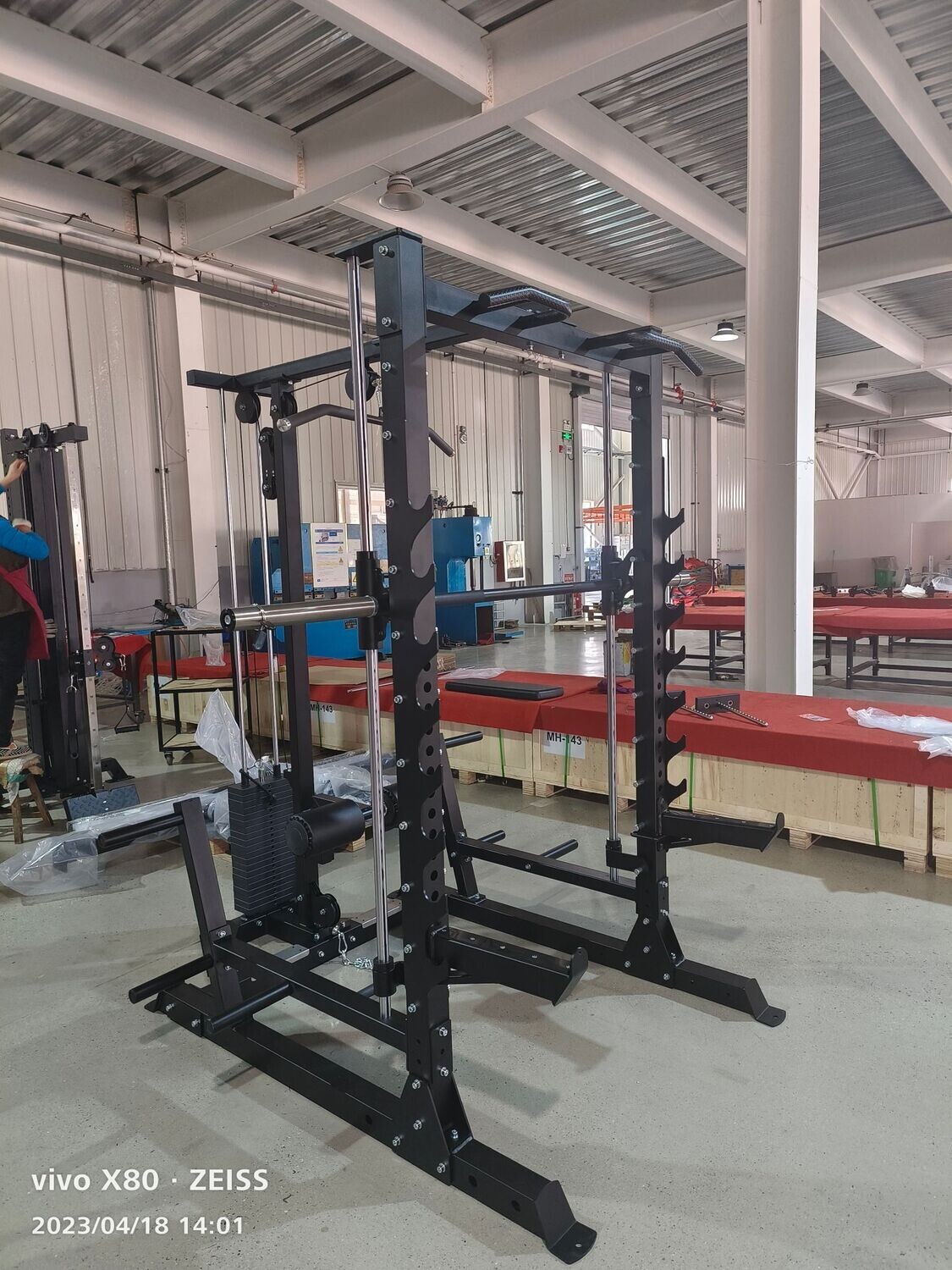 IRON ARMOUR SMITH HALF RACK w/LAT PULLDOWN &amp; LOW ROW 200LB STACK