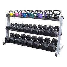 IRON ARMOUR DUMBELL SET 5-50LB + 3 TIER RACK. FREE COMPETITION KETTLEBELLS 4kg/8kg/12kg/14kg/16kg