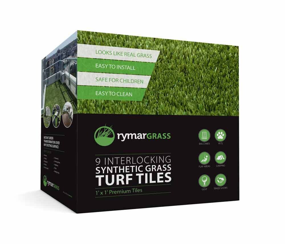 RYMAR INTERLOCKING TURF TILES - 9 TILES PER BOX