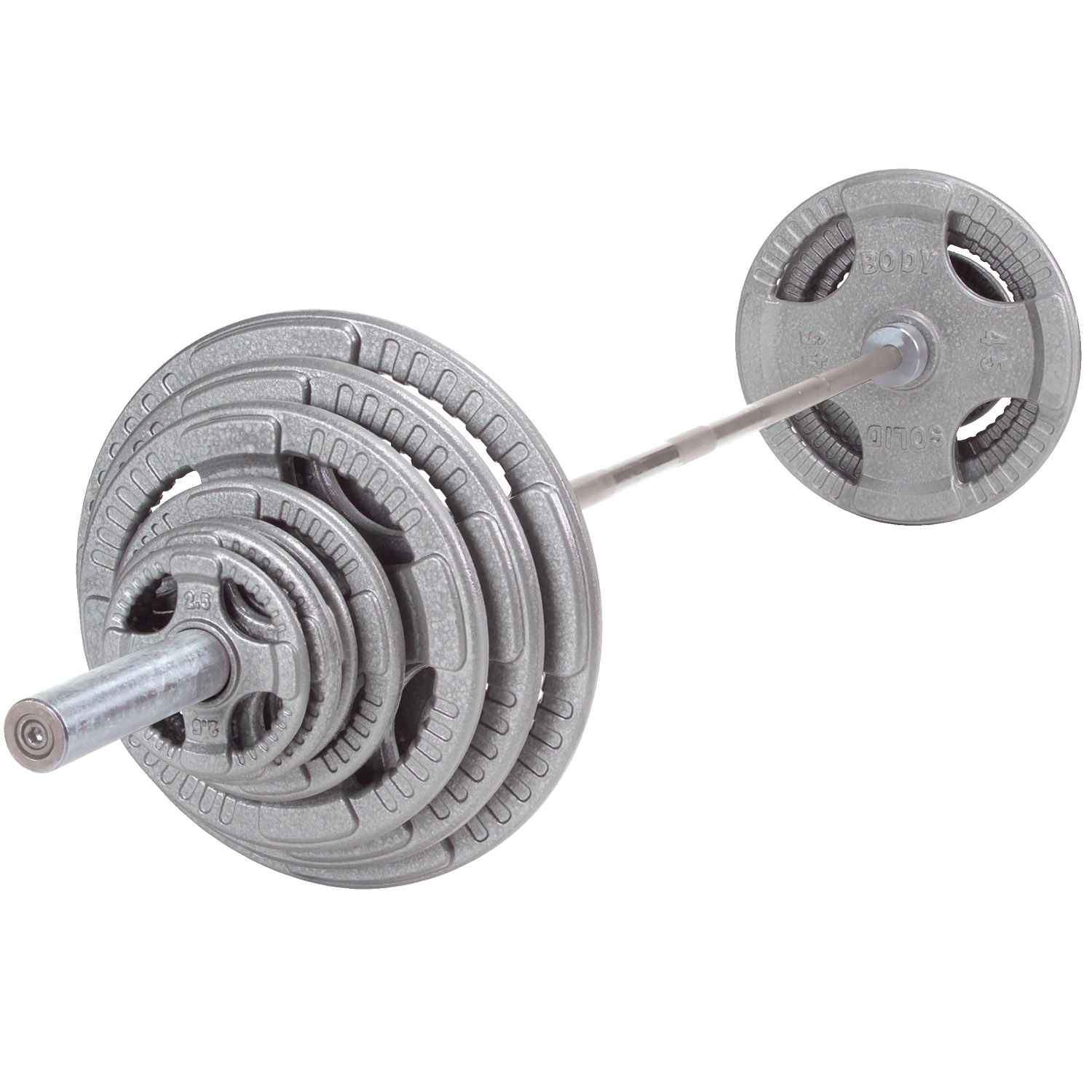 300LB OLYMPIC STEEL PLATE PACKAGE WITH A 7FT AND EZ CURL OLYMPIC BARS