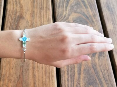 Forget-Me-Not, Cross Bracelet, White Background