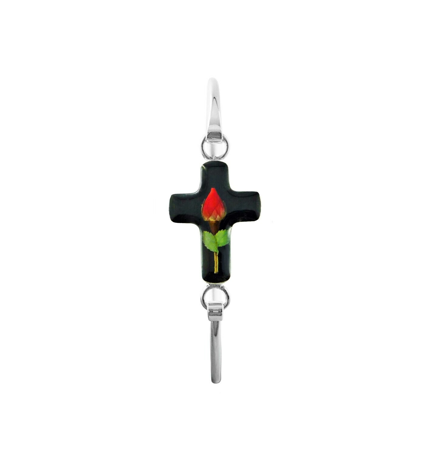 Rose Cross Bracelet, Black Background