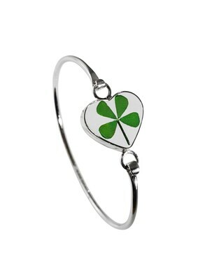 Four-Leaf Clover, Heart Bracelet, Transparent