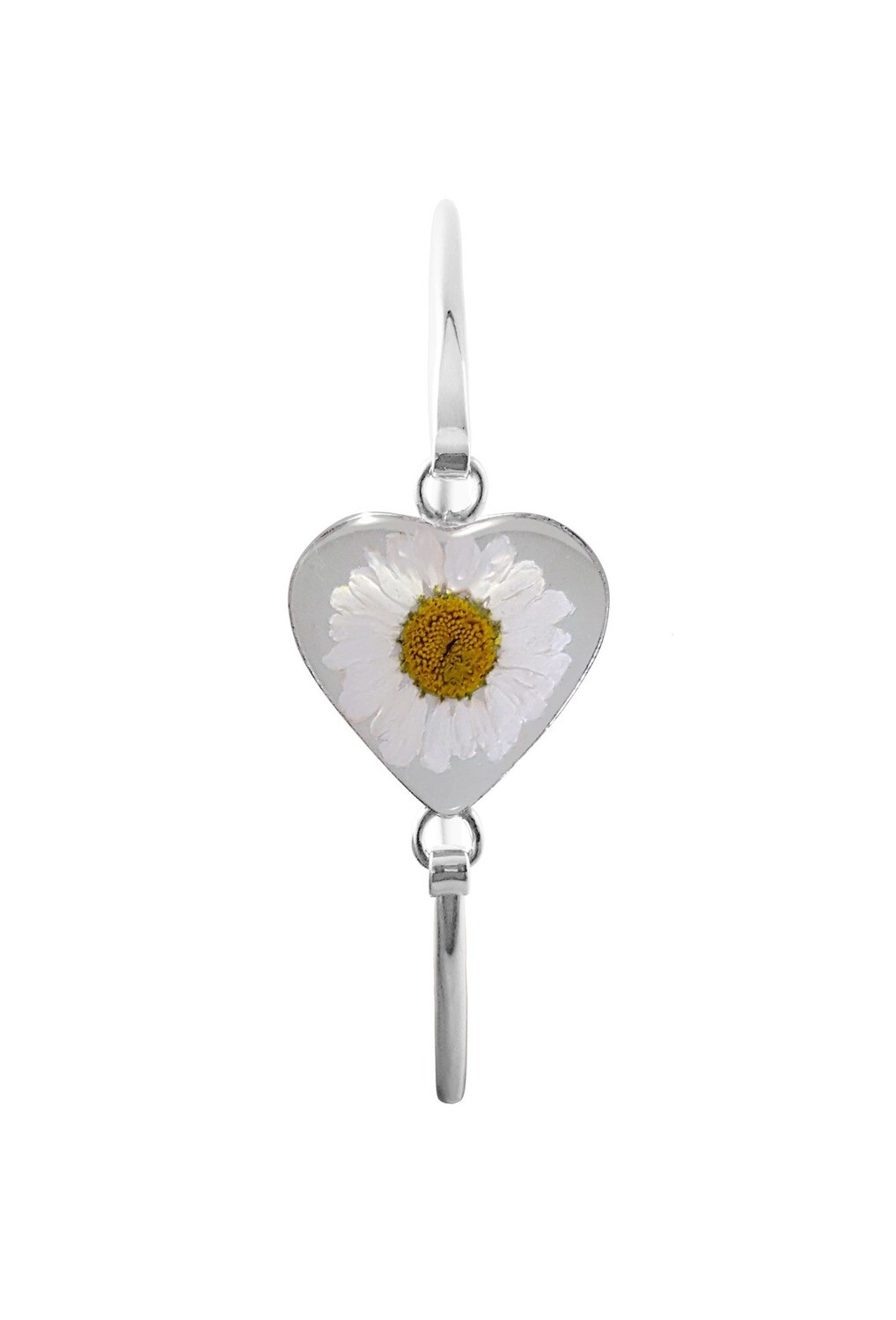 Real Daisy Medium Heart Bracelet, Transparent