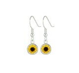 Sunflower, Small Circle Hanging Earrings, Transparent.