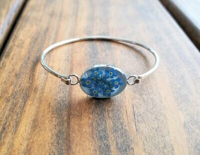 Forget-Me-Not, Oval Bracelet, White Background