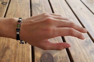 Rose Small Rectangle Leather Bracelet, Transparent