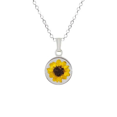 Sunflower Necklace, Small Circle, Transparent