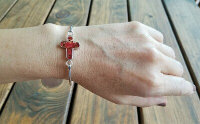Crown Of Thorns, Medium Cross Bracelet, Transparent