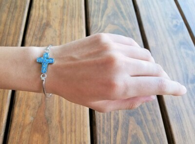 Forget-Me-Not, Medium Cross Bracelet, White Background