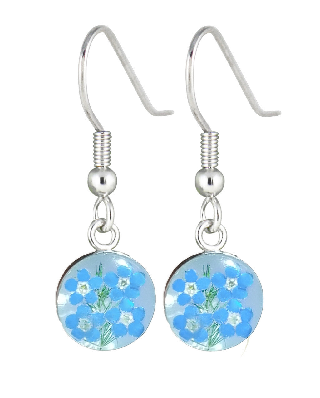 Forget-Me-Not, Circle Earrings, White Background