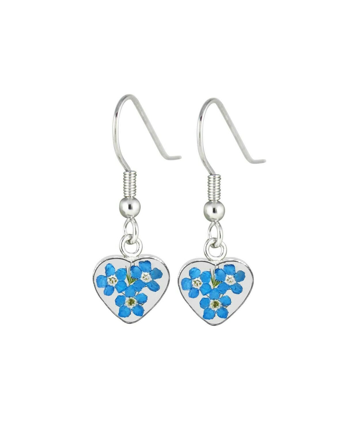 Forget-Me-Not, Small Heart Hanging Earrings, Transparent
