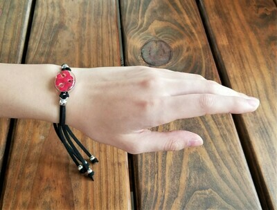 Crown Of Thorns, Oval Leather Bracelet, Transparent