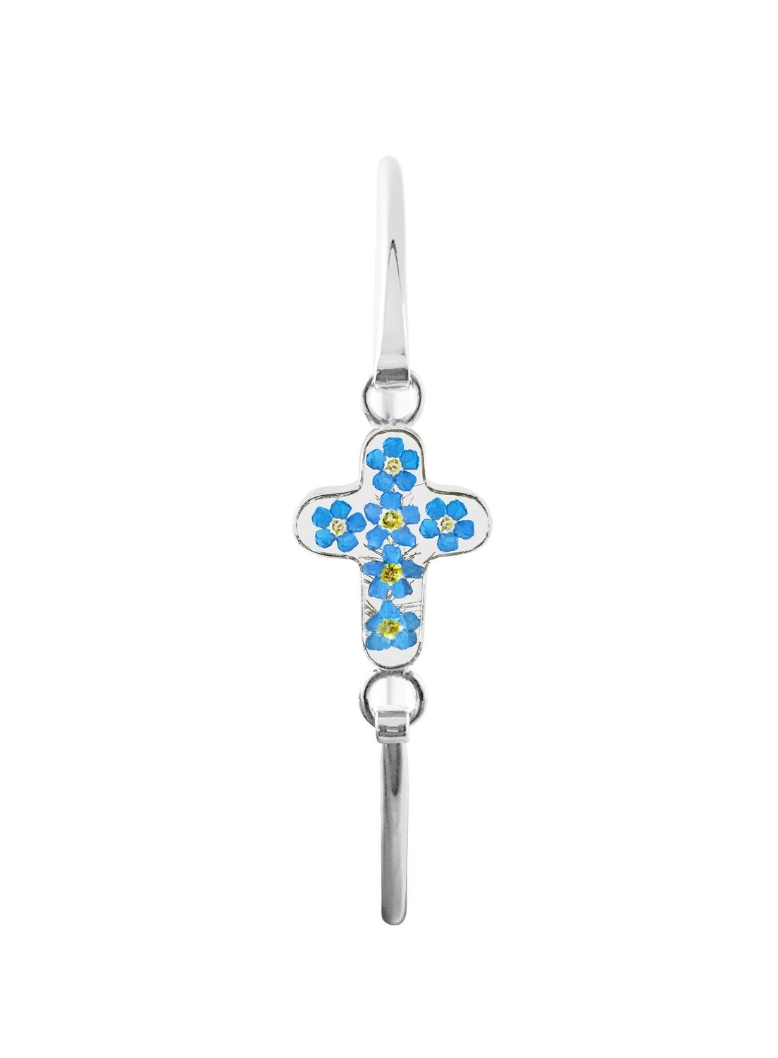 Real Forget-Me-Not Cross Bracelet,Transparent Background.