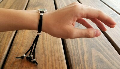 Forget-Me-Not, Circle Leather Bracelet, Transparent