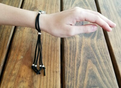 Forget-Me-Not, Oval Shape, Leather Bracelet, Transparent