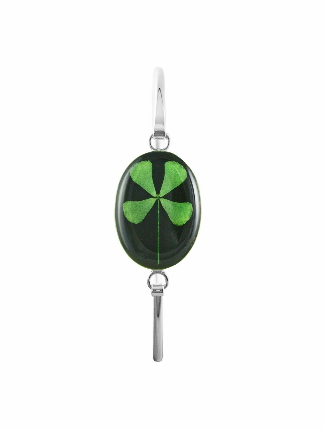 Four-Leaf Clover, Oval Bracelet, Black Background