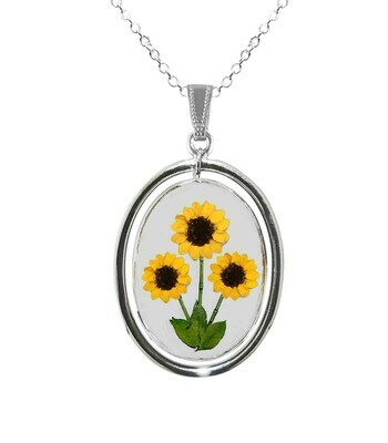 Sunflower Necklace, X-Large Swivel Oval, Transparent