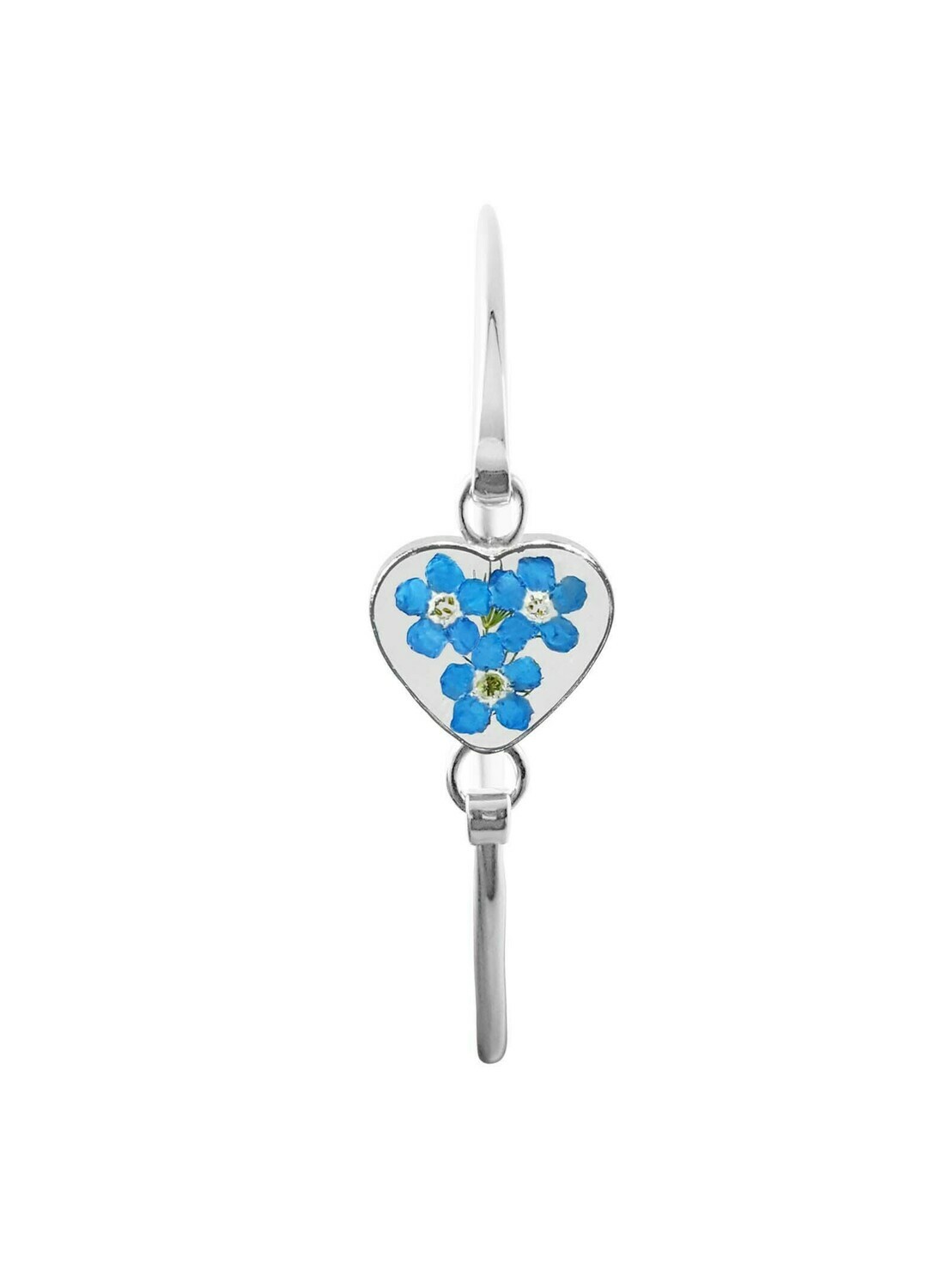 Real Forget-Me-Nots, Small Heart Bracelet , Transparent background