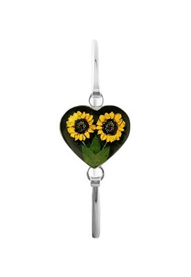 Sunflower Bracelet, Heart shape on Black Background.