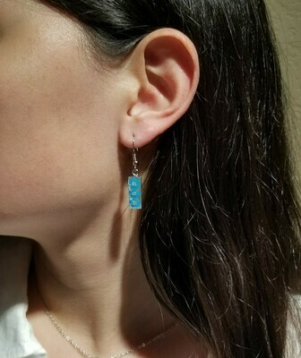 Real Forget-Me-Not, Rectangle Earrings, White Background