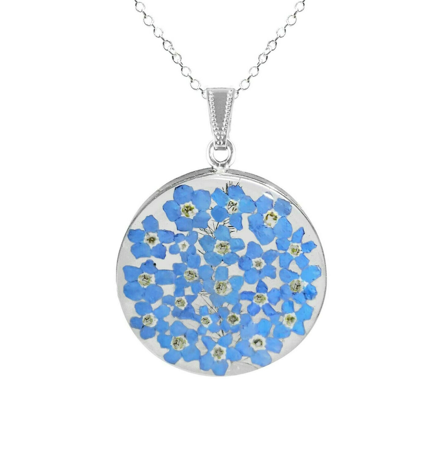 Forget-Me-Not Necklace, Large Circle, Transparent