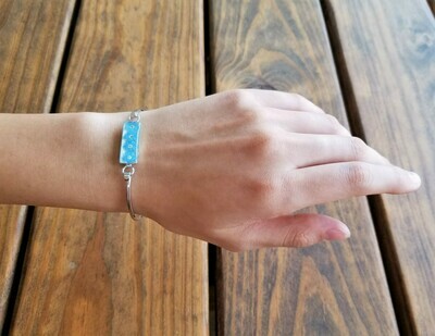 Real Forget-Me-Not, Rectangle Bracelet, White Background