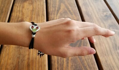 Roses Heart Leather Bracelet, White Background