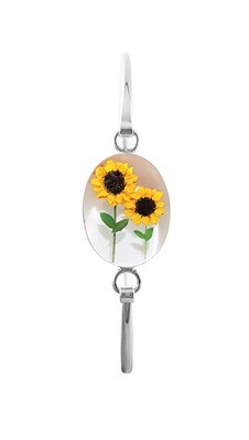 Sunflower Bracelet, Medium Oval shape on White Background.